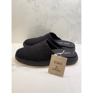 TOMS Alpargata Mule Black Canvas Slip On Casual Shoes Women 8 NWT